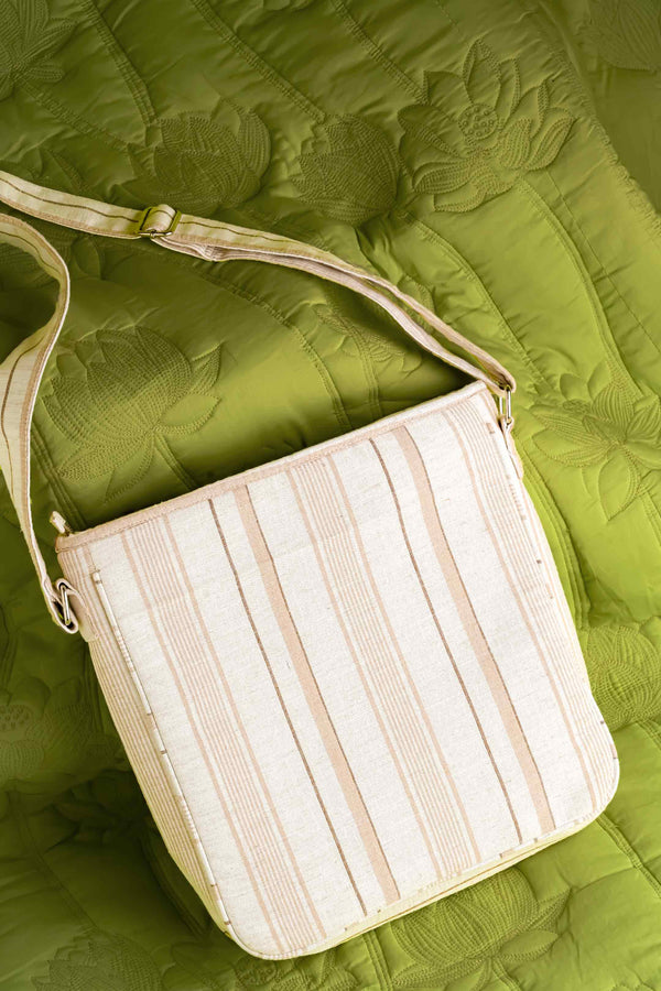 Off-white Handloom Cotton Sling Bag