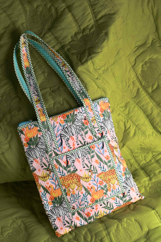 Jungle print cotton tote bag