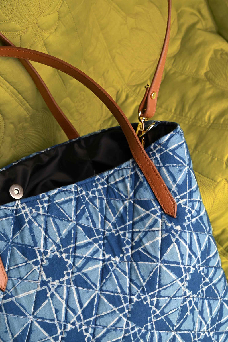 Cobalt Quilted Cotton Handbag