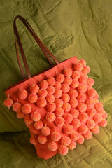 Tangerine Pompom Handbag