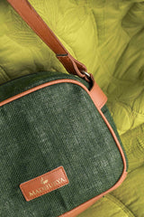 Green Burlap Sling Bag