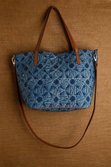 Cobalt Quilted Cotton Handbag