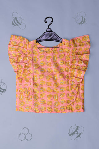 Honey Bee Pink Printed Cotton Top