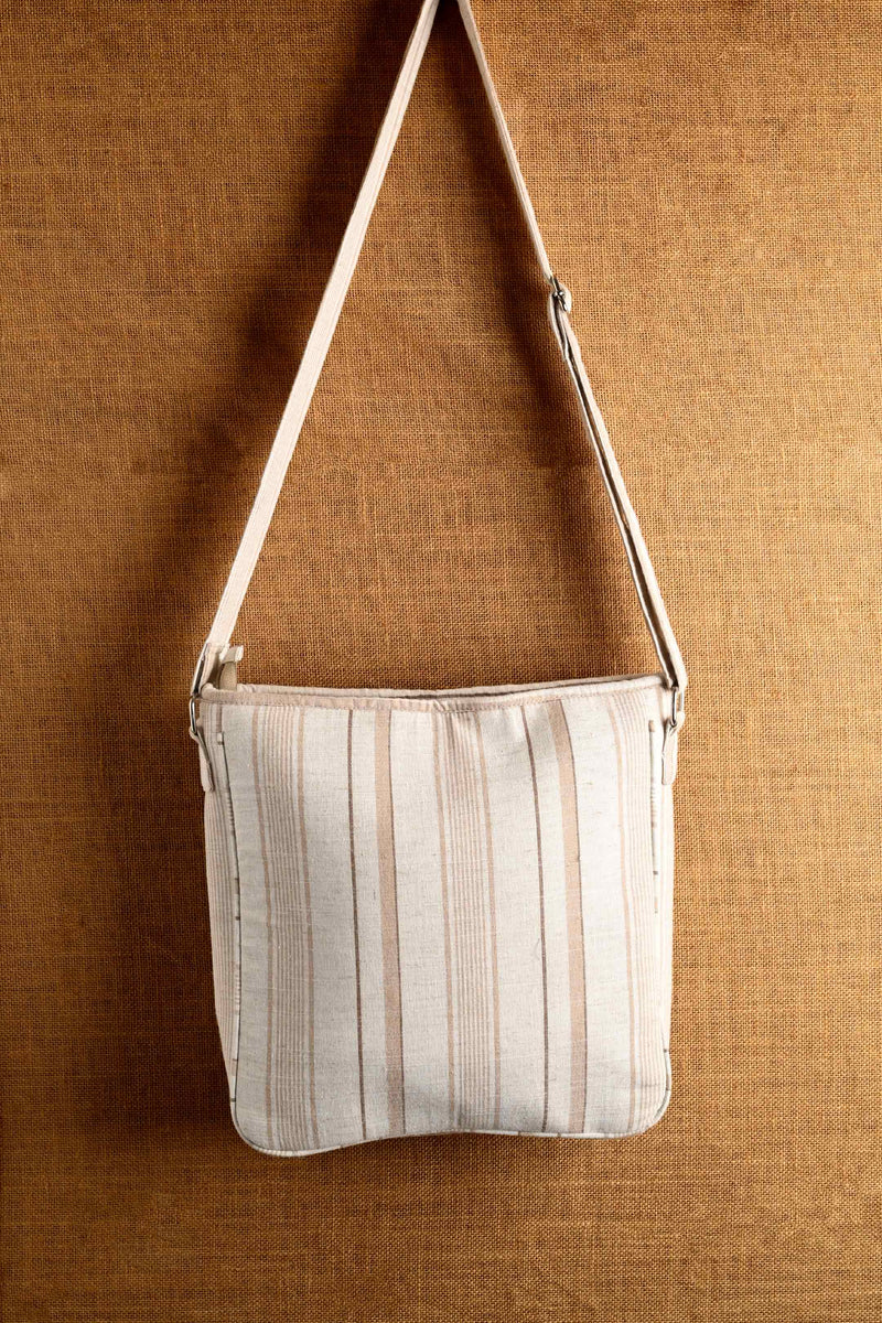 Off-white Handloom Cotton Sling Bag