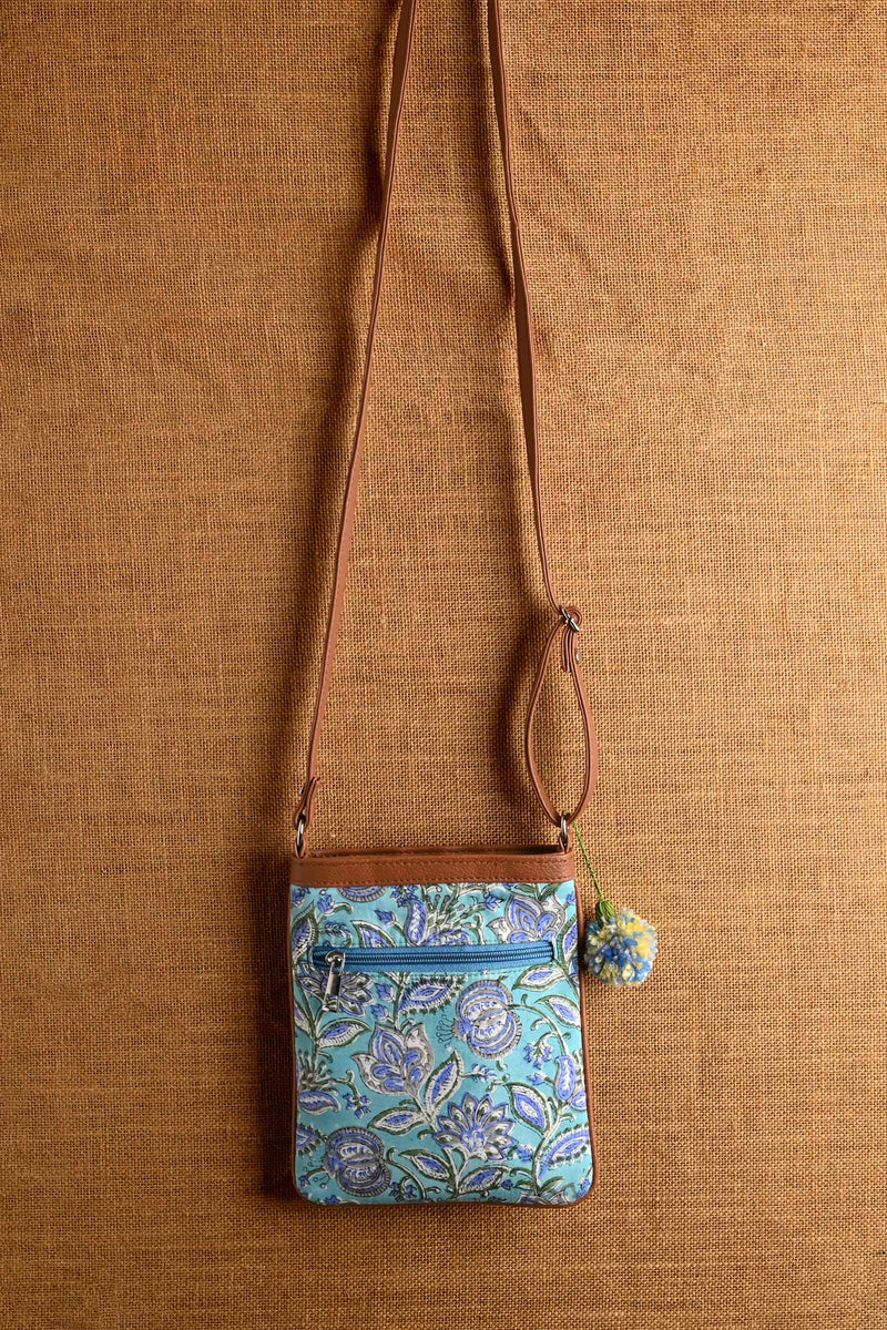 Cyan Floral Sling Bag