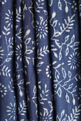 Indigo Cotton Saree with Floral Pattern