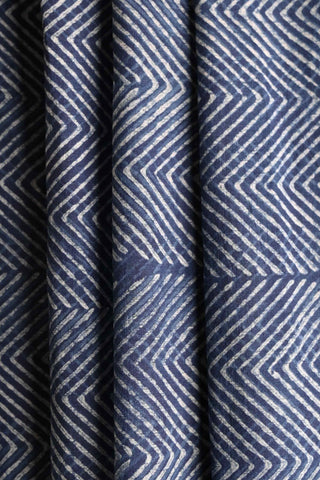 Indigo Cotton Saree with Contemporary Patterns