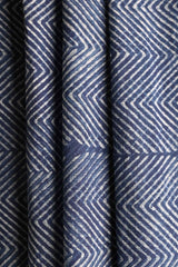 Indigo Handloom Cotton Saree with Contemporary Patterns