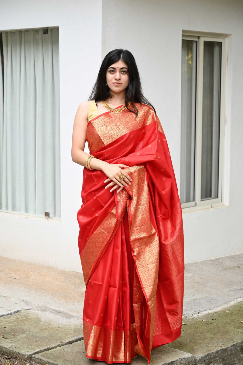 Red Kanchipuram Handloom Silk saree