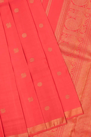 Red Kanchipuram Handloom Silk saree with Rudraksh Motifs