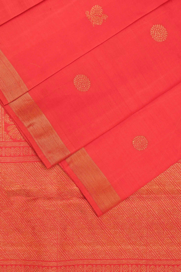 Red Kanchipuram Handloom Silk saree with Rudraksh Motifs