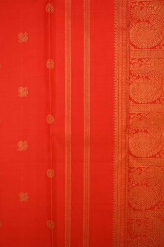 Red Kanchipuram Handloom Silk saree with Rudraksh Motifs