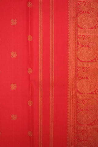 Red Kanchipuram Handloom Silk saree with Rudraksh Motifs