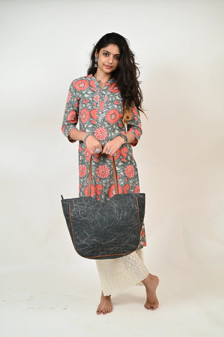 Charcoal Silk Jute Handbag