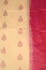 Off-White and Rani Pink Kanchipuram Handloom Silk saree
