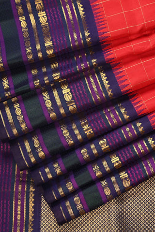 Red and Blue Kanchipuram Handloom Silk saree