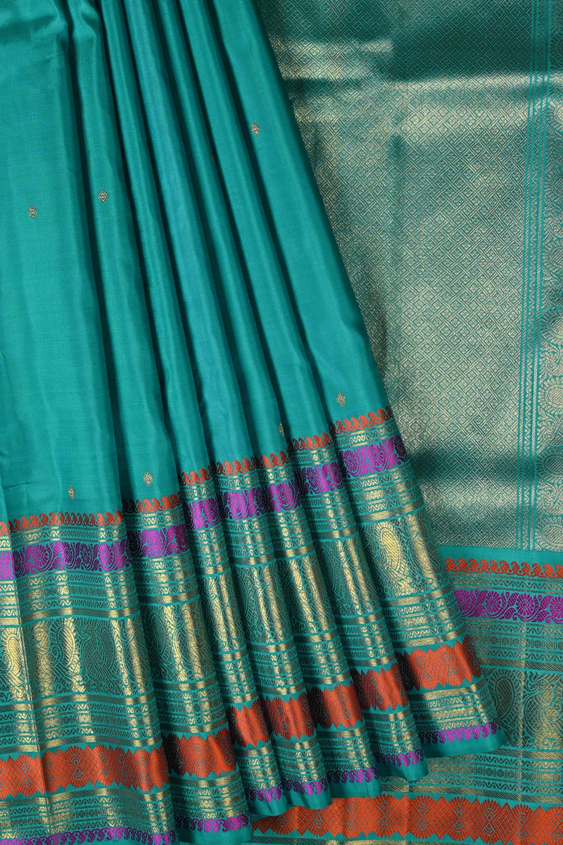 Sea Green Kanchipuram Handloom Silk saree