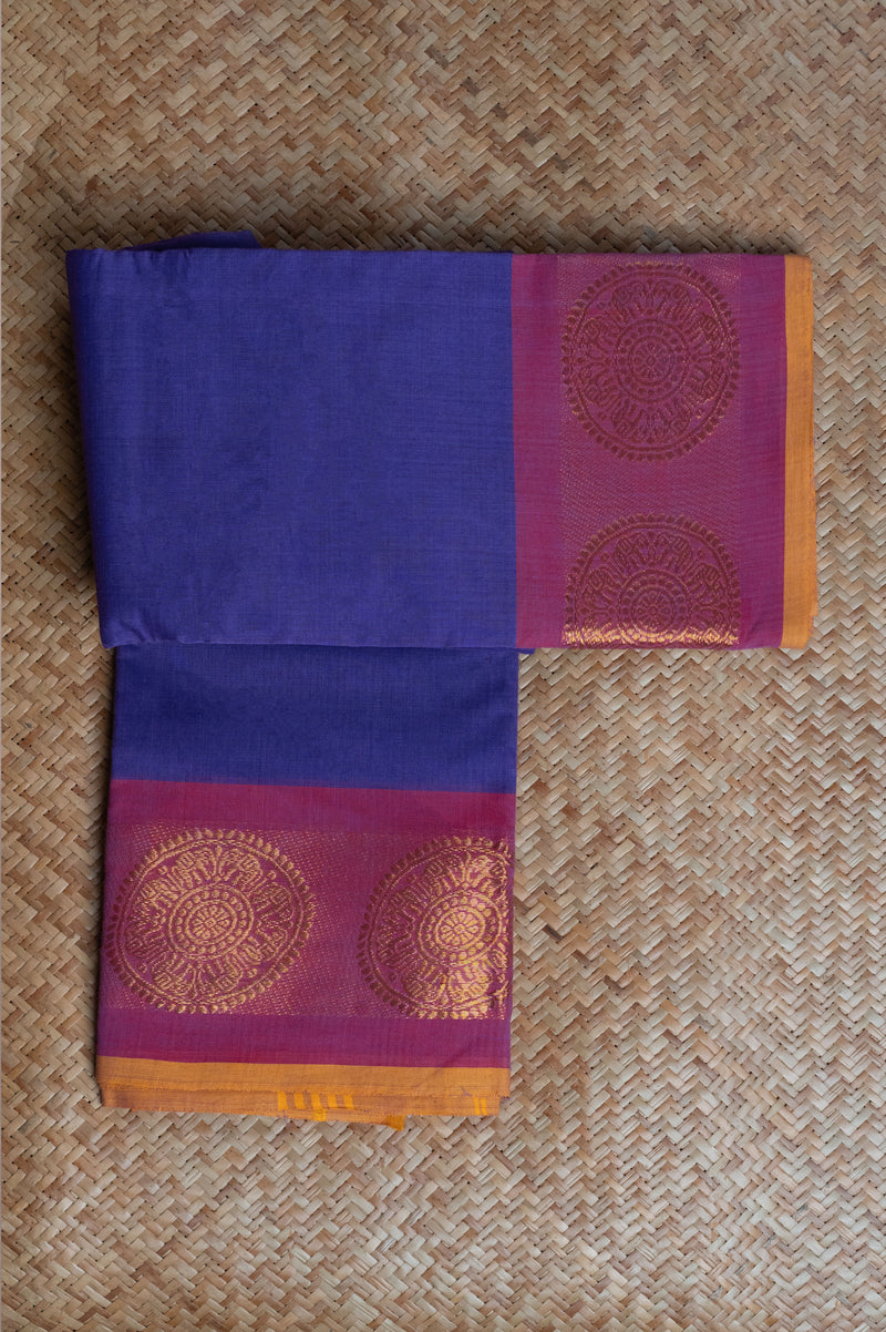 Purple & Pink Cotton Chettinad saree