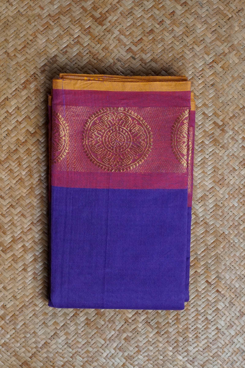 Purple & Pink Cotton Chettinad saree