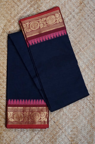 Black Cotton Chettinad Saree