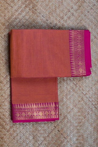 Orange & Pink Cotton Chettinad Saree