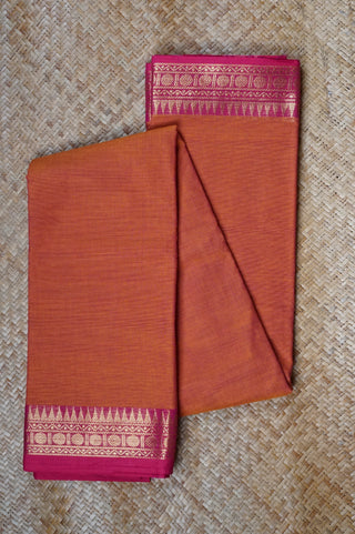 Orange & Pink Cotton Chettinad Saree