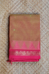 Pink & Green Cotton Chettinad Saree