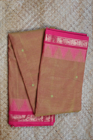 Pink & Green Cotton Chettinad Saree