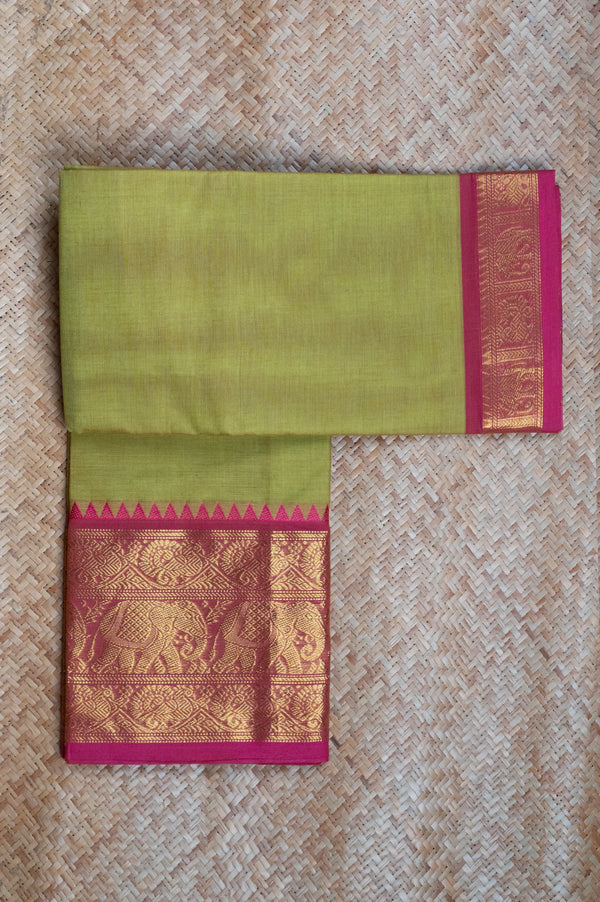 Light Green Cotton Chettinad Saree