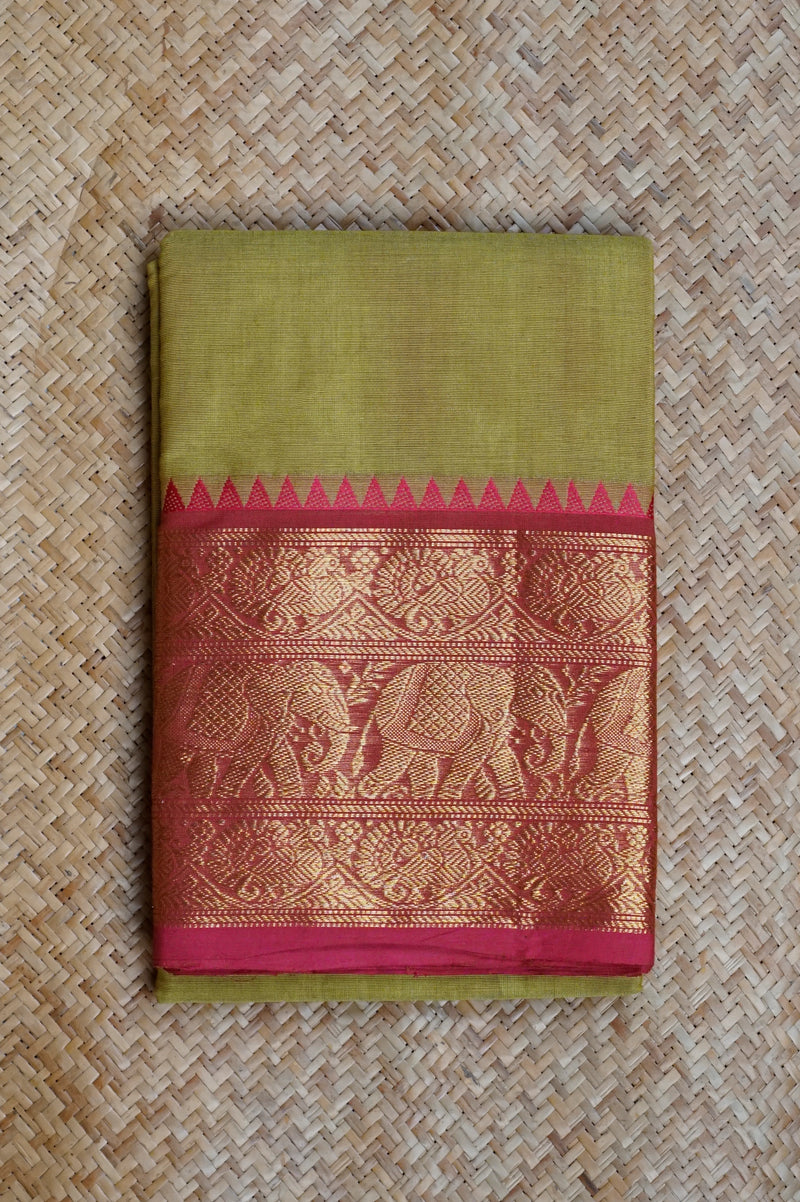 Light Green Cotton Chettinad Saree