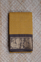 Golden Beige Cotton Chettinad Saree