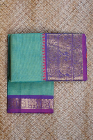 Sea Green Cotton Chettinad Saree