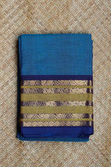 Blue Cotton Chettinad Saree