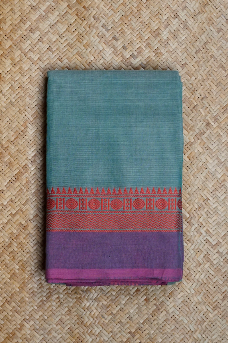 Sea Green Cotton Chettinad Saree