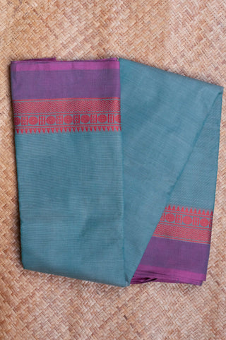 Sea Green Cotton Chettinad Saree