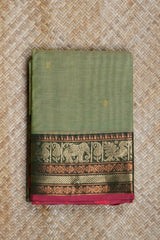 Green Cotton Chettinad Saree