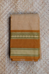 Beige Cotton Chettinad Saree