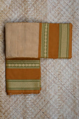 Beige Cotton Chettinad Saree