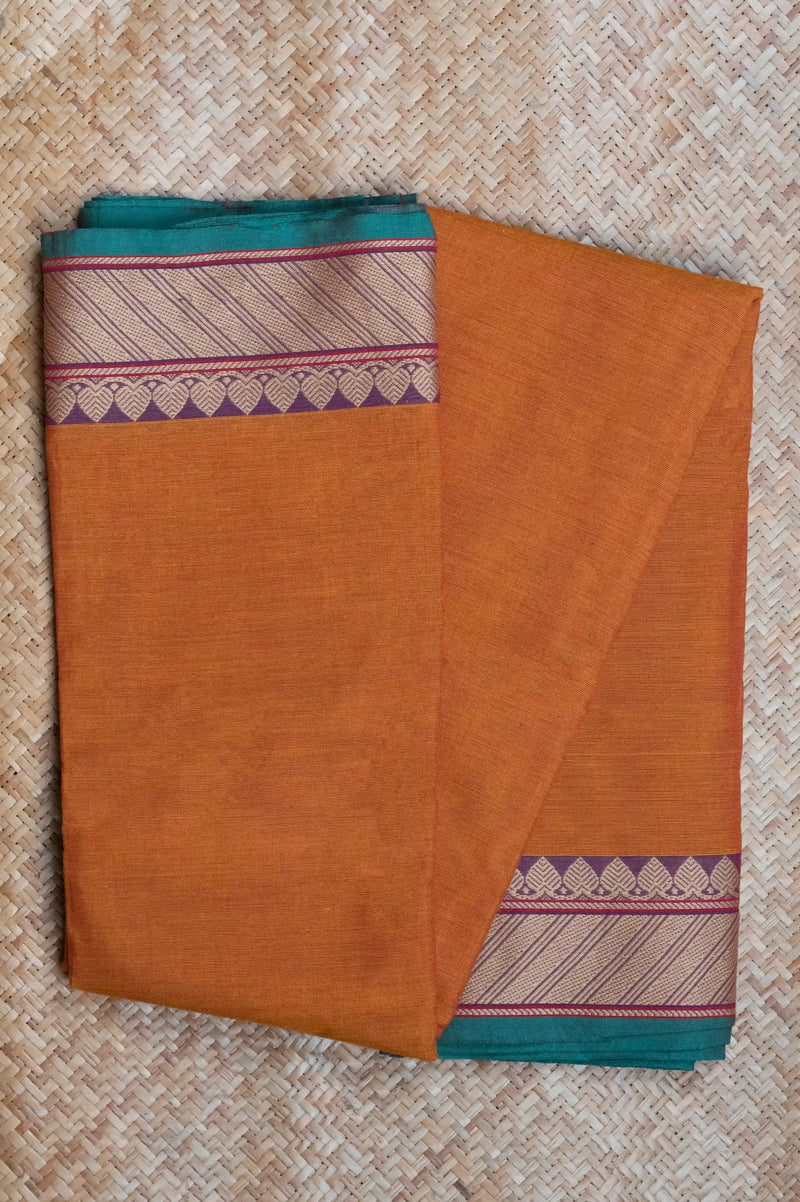 Mustard Yellow Cotton Chettinad Saree