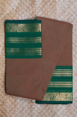 Brown Cotton Chettinad Saree