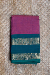 Pink & Blue Cotton Chettinad Saree