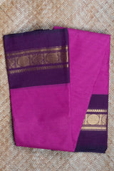 Pink & Wine Cotton Chettinad Saree