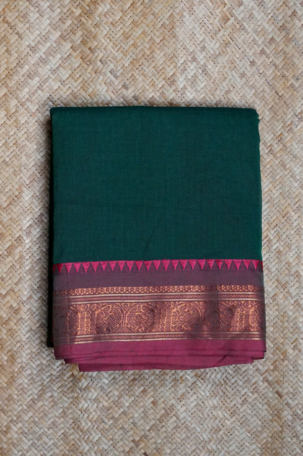 Green Cotton Chettinad Saree