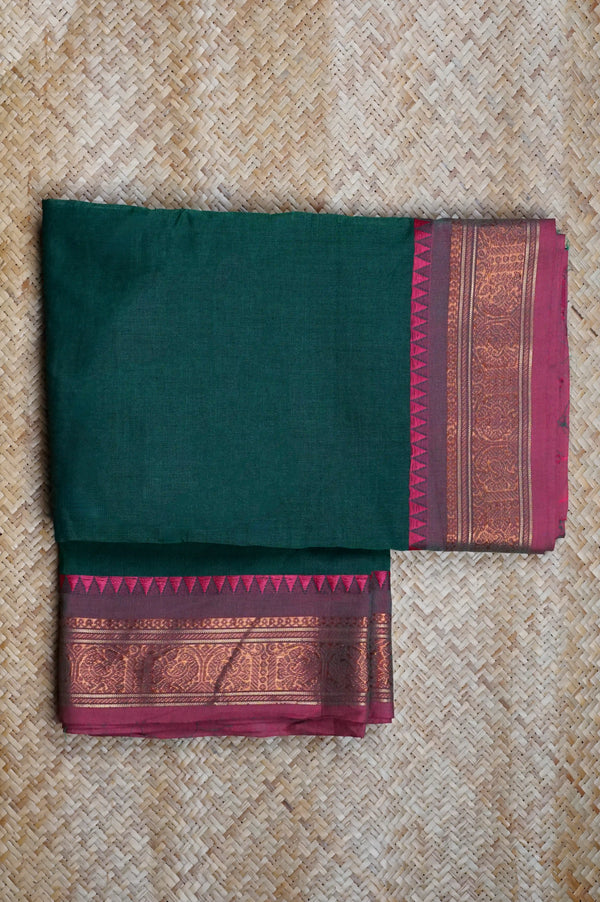 Green Cotton Chettinad Saree