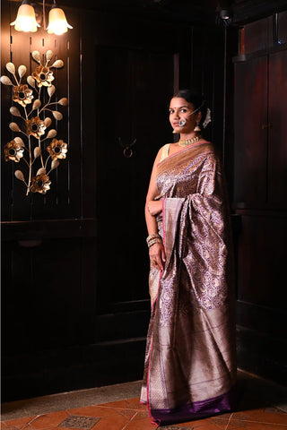 Purple Gold Banarasi Saree