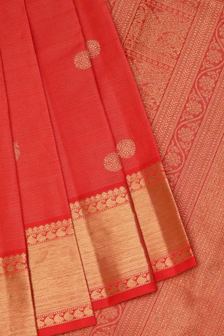 Red Kanchipuram Silk Saree in Vaira Oosi with Green Blouse