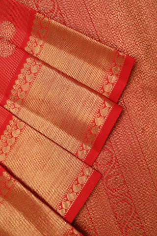 Red Kanchipuram Silk Saree in Vaira Oosi with Green Blouse