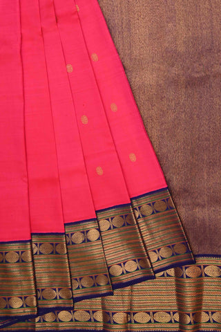 Fuchsia and Blue Kanchipuram Handloom Silk Saree