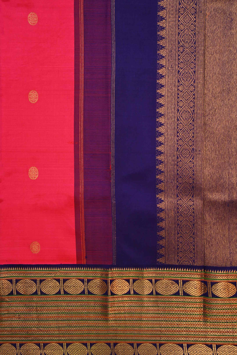 Fuchsia and Blue Kanchipuram Handloom Silk Saree