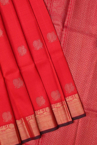 Rich Crimson Red Kanchipuram Handloom Silk Cotton saree